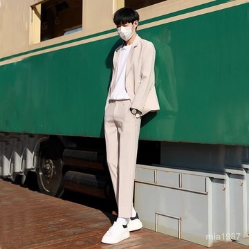 高級感墜感西服套裝男士正裝輕熟風男裝韓版潮流痞帥休閒西裝外套 QOMN