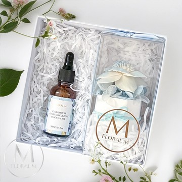 FLORAL M 加州落日花園海洋藍香氛擴香禮盒 香氛擴香花 永生花擴香 空間香氛油 擴香精油 居家香氛 香氛禮盒 療癒禮物 母親節禮物 生日禮物 花禮推薦 居家擺設 擴香花擺設 精油擴香 禮盒推薦
