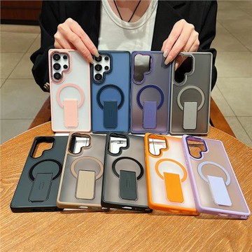 適用三星 S26 S25 edge S24 Ultra炫音磁吸支架新款手機殼高級感磨砂S23全包防摔S24高級感magsafe保護套工廠