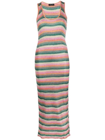 Roberto Collina - stripe-print maxi dress - women - Viscose/Polyester/Nylon - M - Green