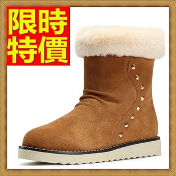 現貨+預購 雪靴 女短筒靴子-鉚釘真皮保暖冬季女鞋子3色64r45【獨家進口】【米蘭精品】