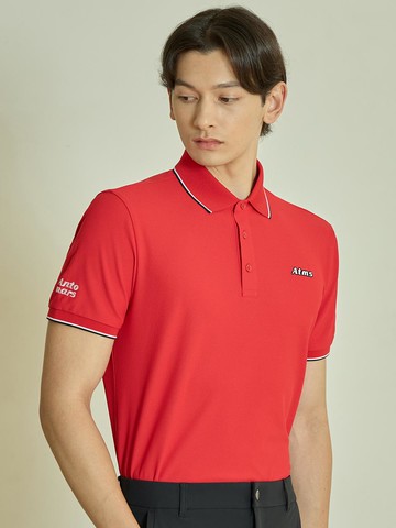 Color Block Tipping Polo T-shirt Men's [Red]