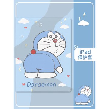 適用于ipadpro保護套2022新款ipad9叮當貓ipad可愛書本air5帶筆槽ipad8硅膠軟mini6平板殼10.2英寸女氣囊防摔
