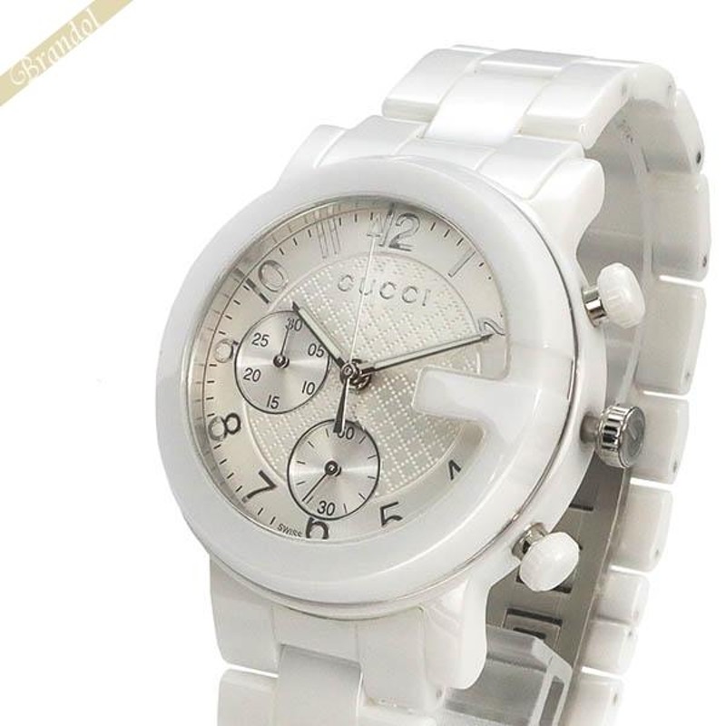 GUCCI クロノグラフ腕時計 ホワイト/グレー GUCCI クロノグラフ腕時計 ホワイト/グレー