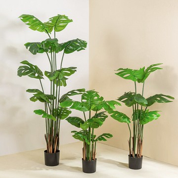 仿真綠植 發財樹 仿真植物 盆栽 盆景廠家生產仿真龜背竹盆栽植物 大型落地仿真綠植龜背樹 可定制尺寸