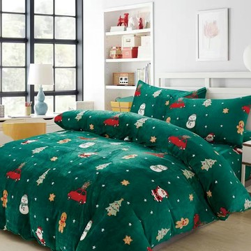 【Galatea葛拉蒂】法蘭絨冬季雙人特大床包四件組 聖誕老公公