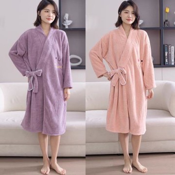 春夏長袖浴袍成人女可穿浴巾洗澡家用比純棉吸水速干長款大號斗篷