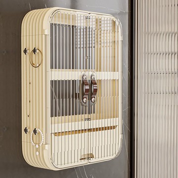 免運開發票 壁掛櫃 置物櫃 輕奢風壁掛式化妝品收納架帶門衛生間多層置物架免打孔浴室置物架 快速出貨