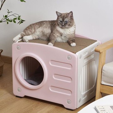貓窩貓抓板一體夏季貓別墅四季通用可拆洗多貓家庭貓屋半封閉產房