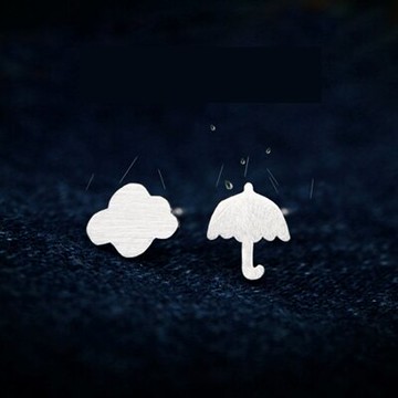 925純銀耳環耳針式耳飾-清新雲朵雨傘造型生日情人節禮物女飾品73dr130【獨家進口】【米蘭精品】