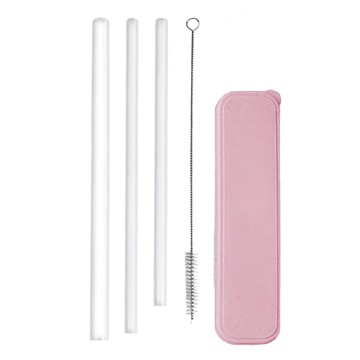 玻璃斜口吸管 含飲料用吸管 珍珠吸管 清潔刷子 收納盒  2組  1組