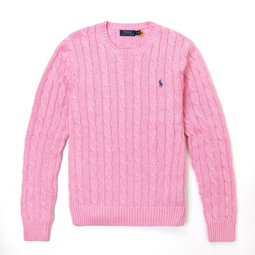 Polo Ralph Lauren 年度熱銷經典刺繡小馬麻花針織毛衣-粉色