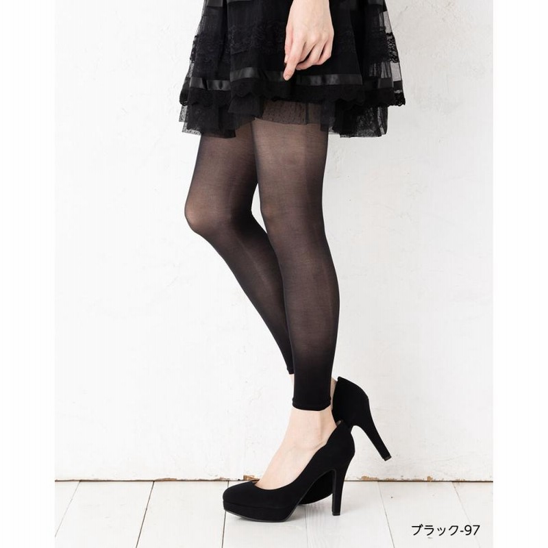 MORE 伝線しにくい ゆったり シアーレギンス 10分丈 JM-L 黒