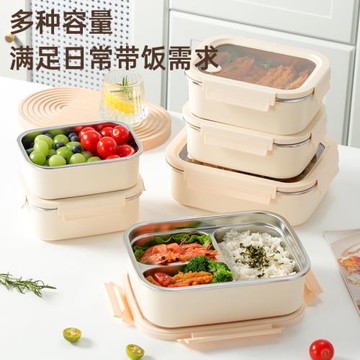 304不銹鋼分格飯盒上班族大容量1600ML餐盒可微波爐加熱防燙餐盒