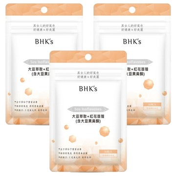 BHK's 大豆萃取+紅花苜蓿 素食膠囊  30顆  3包