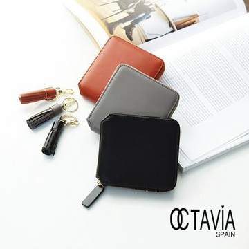 OCTAVIA8 方盒子 羊皮質感全拉式短夾 共三色