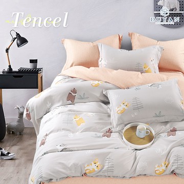 床包被套組(鋪棉兩用被套)-單人/雙人/加大/ 奧地利天絲 / 跑跑柯基  台灣製