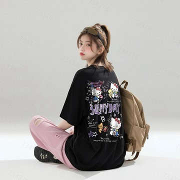 【當天出貨！】韓系Hello Kitty印花短袖 加大碼女裝 下半身失蹤上衣 夏季潮流T恤 女生短袖 女tee 棉t