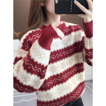 本命年紅色毛衣女秋冬2025新款爆款冬季內搭慵懶風加厚打底針織衫