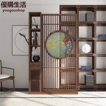 優購生活~定制中式屏風隔斷客廳臥室遮擋家用進門玄關辦公室酒店裝飾移動置物架定制 屏風櫃 屏風 隔間 客廳 玄關櫃 隔板 屏風架訂製 可付費上門安裝