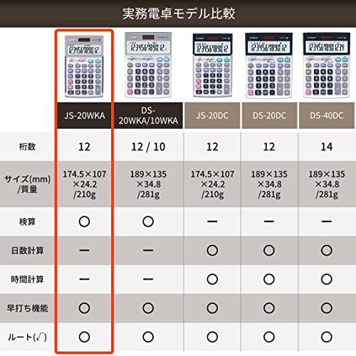 カシオ 本格実務電卓 12桁 検算機能 ジャストタイプ ピンク JS-20WKA-PK-N グリーン購入法適合 エコマーク認定
