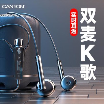 CANYON雙麥克風K歌專用聲卡耳機帶話筒有線唱歌錄歌專用2026新款