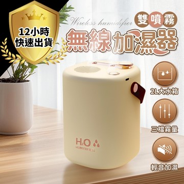 【12H出貨 免運費】雙噴霧孔加濕器｜2L大容量水箱｜三檔細霧調節｜Type-C充電｜極靜音35dB｜可加精油香薰｜夜燈