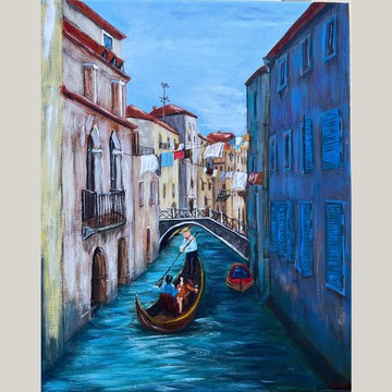 威尼斯城市景觀原創藝術畫布手繪 RinaArtSK