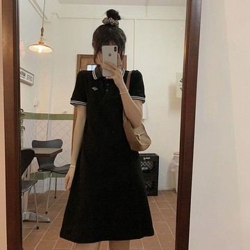 【砂糖夢境】女裝連衣裙夏季2026新款顯瘦POLO領短袖chic白色休閒T恤裙子ins潮