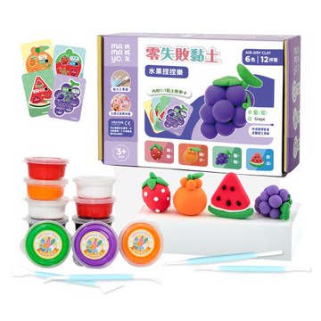 【mamayo】零失敗無毒超輕黏土DIY套組-水果捏捏樂(無硼黏土、抗菌教學卡、專用雕塑工具組、遊戲地圖)