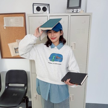 QUEENSHOP_F 聯名 長袖 JOGUMAN打電動內刷毛衛衣 兩色售現+預 【01111034】