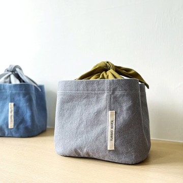 超手感綁帶式便當袋 | 極簡灰 | 厚磅水洗帆布 | 手提袋 野餐袋