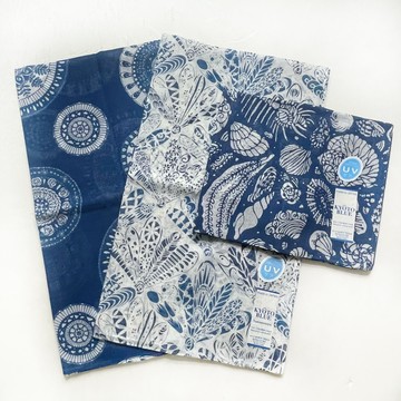 京都抗UV圍巾-KYOTO BLUE京都藍系列(水輪/菊青海波/貝殼文)