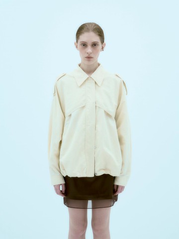 HEZE Oversized Trench Bomber Jacket [Buttery Yellow Cream]