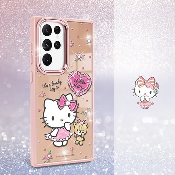 三麗鷗 Samsung S24/23系列軍規防摔合金框鏡面手機殼-凱蒂好心情