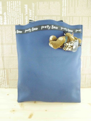 【震撼精品百貨】泰迪熊_Pretty Bear~提袋附熊玩偶-『藍色』(L)