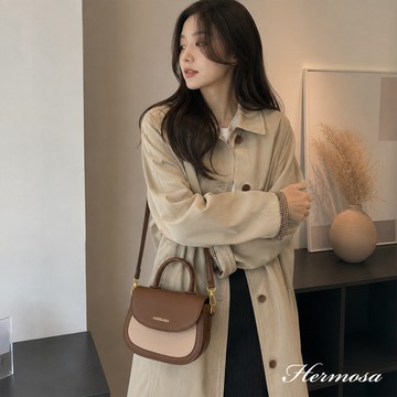 【Hermosa】 撞色馬鞍包 韓版馬鞍包 小包包 包包 純色單肩包 包包女 百搭時尚側背包 休閒小方包 斜背包 馬鞍包