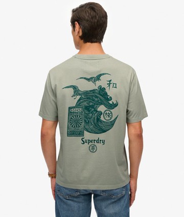 Superdry Men's Tokyo Narrative Loose T-shirt Light Blue Size: Xxl