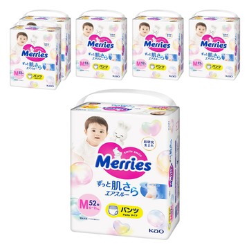 Merries 妙而舒 日本境內版 金緻柔點透氣褲型尿布  M  312片