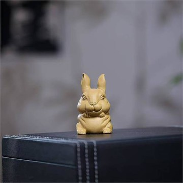 宜興原礦紫砂茶寵生肖兔子擺件可養手工創意茶玩兔茶具配件批發