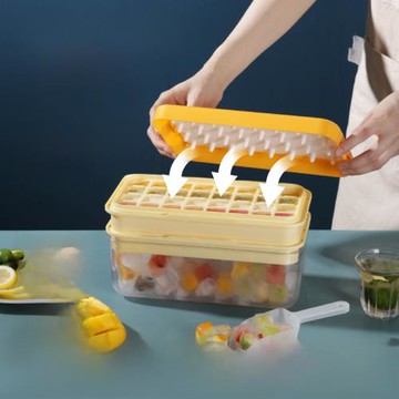 德國saemmi冰塊模具家用凍冰制冰儲冰盒帶蓋按壓式軟硅膠冰格模具