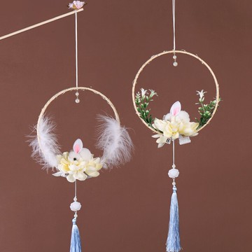 新年元宵玉兔花燈古風手提燈漢服道具手持燈籠蓮花兔子燈古裝演出