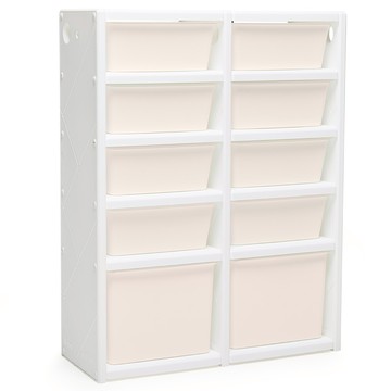 iFam 模組化雙層嬰幼兒收納櫃  5層  白色 + 米色