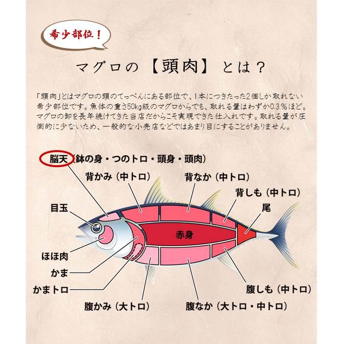 マグロ まぐろ 天然本マグロ頭肉 100g×4枚 希少部位 脳天 つのトロ