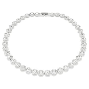 Una Angelic Tennis 項鏈, 圓形切割, 白色, 鍍白金色