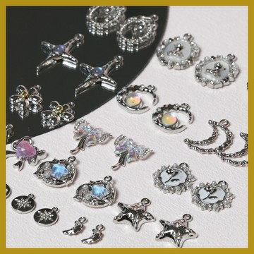 甜酷ins風愛心蝴蝶結吊墜 diy手工項鏈手鏈掛件 閤金飾品配件 掛件 帶孔吊墜 飾品掛飾