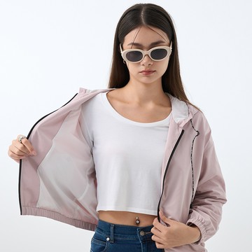 超輕薄全面防風連帽外套(淺粉紅)-女