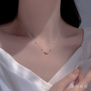 S925銀 五彩 轉運珠 項鏈 女ins輕奢 小衆 高級感 搭配鎖骨鏈網紅衕款