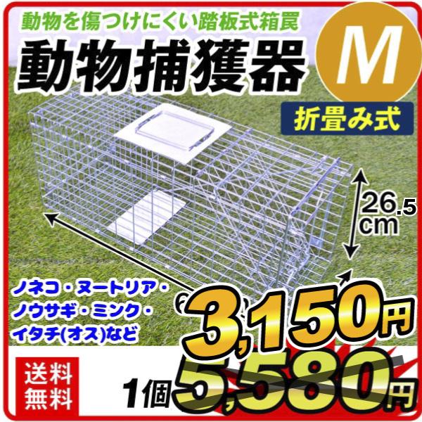 捕獲器 捕獲機 アニマルトラップ 動物捕獲器M 1個 トラップ 駆除 捕獲 踏板式 捕獲機 動物 hkkk 国華園