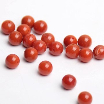 四川涼山南紅瑪瑙美姑料6-8MM散珠子柿子紅DIY手鏈半成品配件